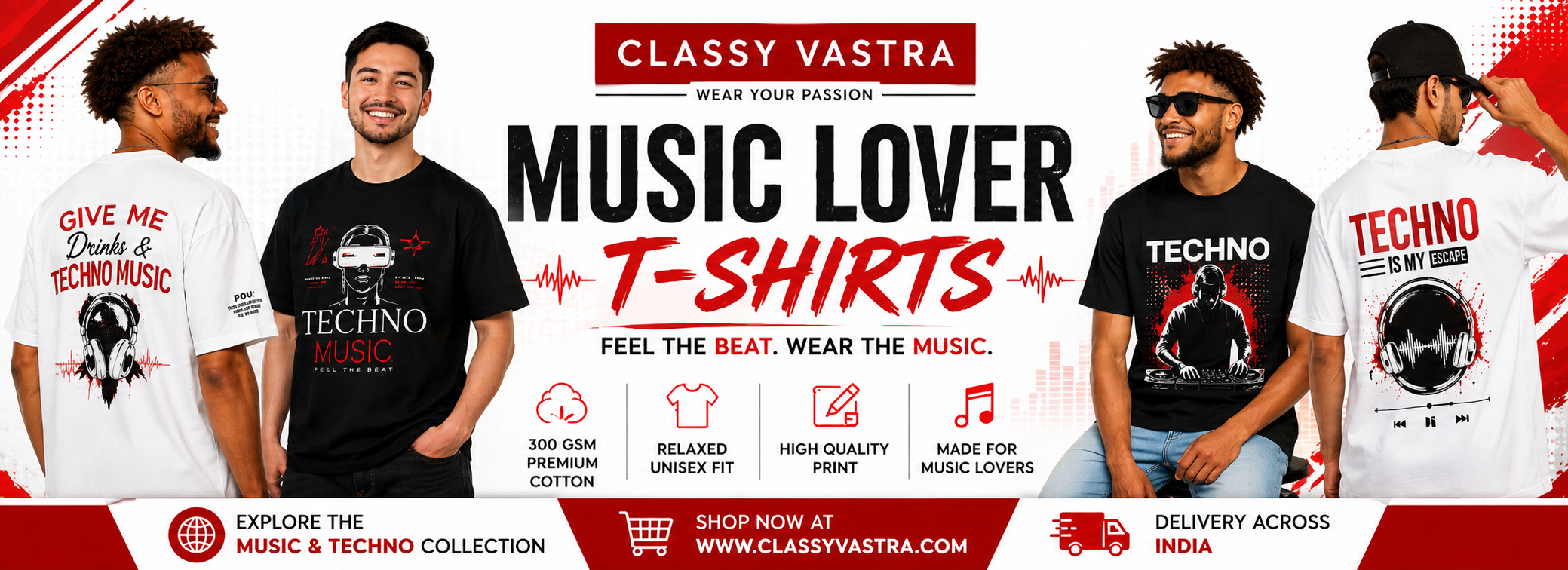 Music Lover T Shirts and Techno T Shirts by Classy Vastra