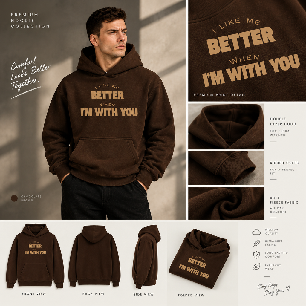 I Like Me Better When I'm With You Cozy Hoodie ClassyVastra