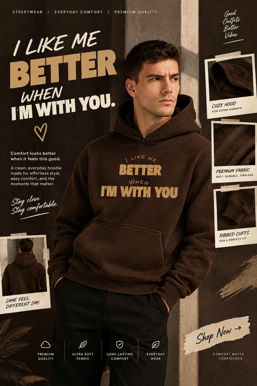 I Like Me Better When I'm With You Cozy Hoodie ClassyVastra